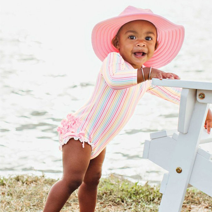 美國 Ruffle Butts 嬰幼兒UPF 50+防曬遮陽帽_甜美粉_RBVS015