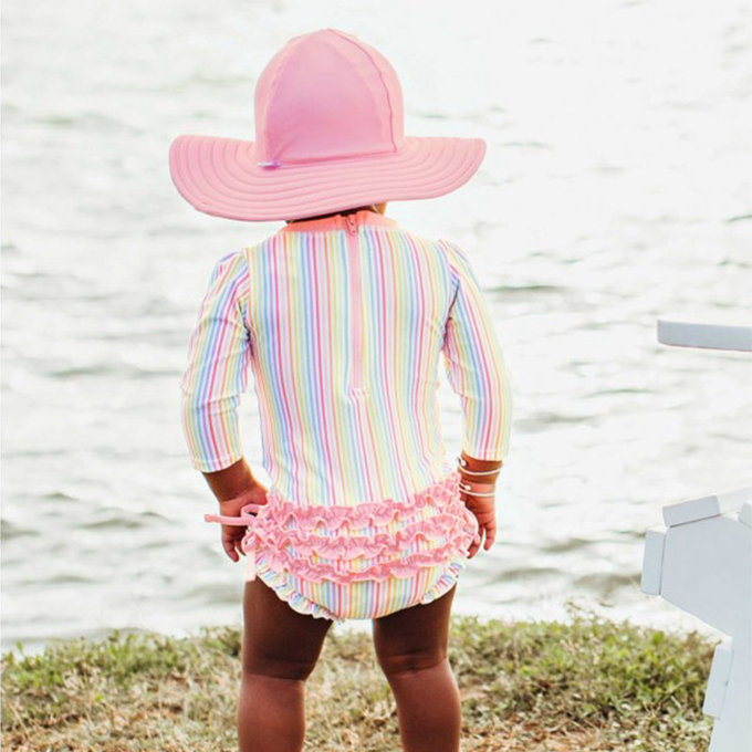 美國 Ruffle Butts 嬰幼兒UPF 50+防曬遮陽帽_甜美粉_RBVS015