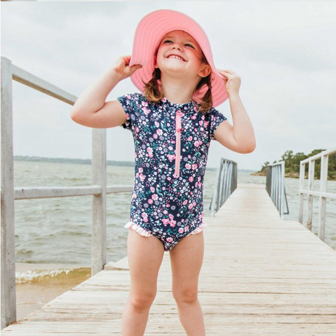 美國 Ruffle Butts 嬰幼兒UPF 50+防曬遮陽帽_甜美粉_RBVS015