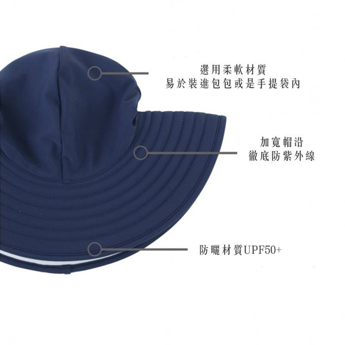 美國 Ruffle Butts 嬰幼兒UPF 50+防曬遮陽帽_海軍藍_RBVS017