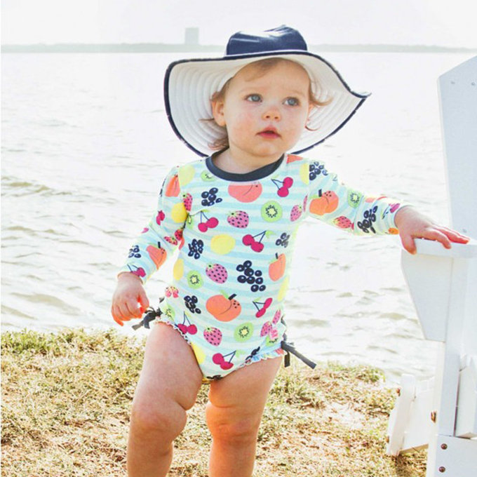 美國 Ruffle Butts 嬰幼兒UPF 50+防曬遮陽帽_海軍藍_RBVS017