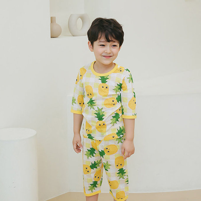 正韓 Puco 超優質嬰幼兒/兒童七分袖100% 有機純棉家居服/睡衣_旺旺來_PC21-003