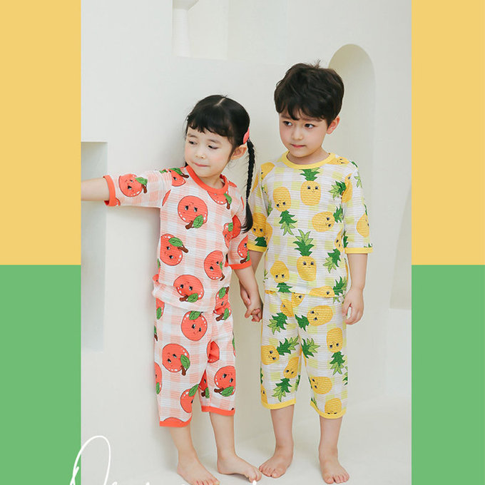 正韓 Puco 超優質嬰幼兒/兒童七分袖100% 有機純棉家居服/睡衣_旺旺來_PC21-003