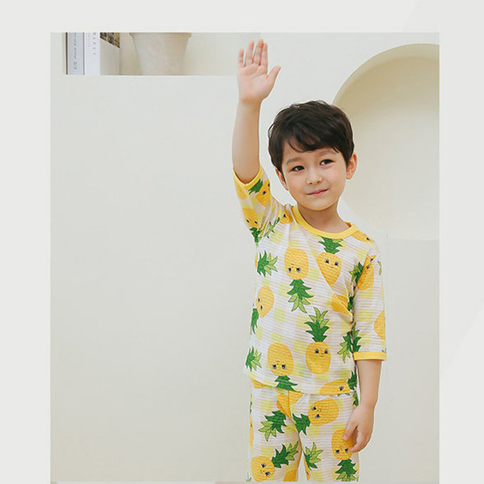 正韓 Puco 超優質嬰幼兒/兒童七分袖100% 有機純棉家居服/睡衣_旺旺來_PC21-003