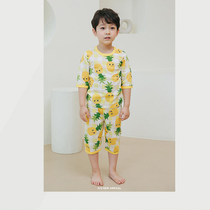 正韓 Puco 超優質嬰幼兒/兒童七分袖100% 有機純棉家居服/睡衣_旺旺來_PC21-003