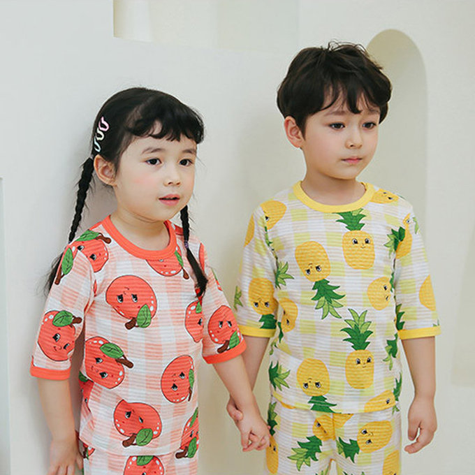 正韓 Puco 超優質嬰幼兒/兒童七分袖100% 有機純棉家居服/睡衣_旺旺來_PC21-003