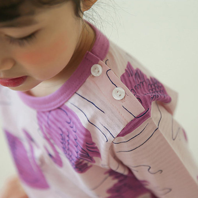 正韓 Puco 超優質嬰幼兒/兒童七分袖100% 有機純棉家居服/睡衣_優雅天鵝_PC21-004