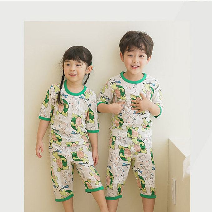 正韓 Puco 超優質嬰幼兒/兒童七分袖100% 有機純棉家居服/睡衣_龜兔賽跑_PC21-006