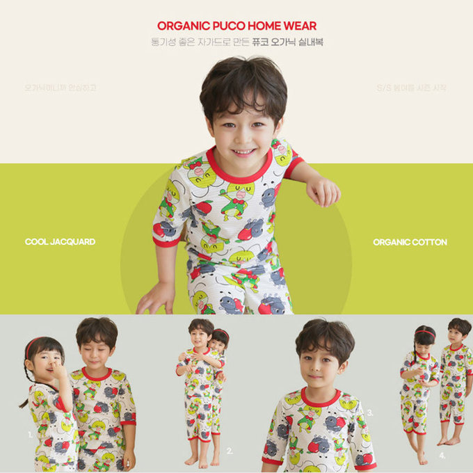 正正韓 Puco 超優質嬰幼兒/兒童七分袖100% 有機純棉家居服/睡衣_螞蟻跟螳螂_PC21-007