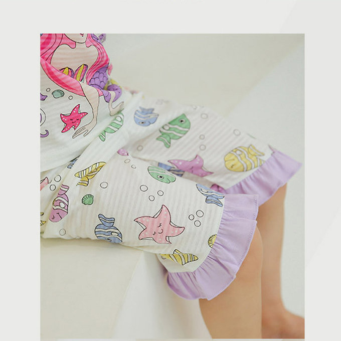 正韓 Puco 超優質嬰幼兒/兒童七分袖100% 有機純棉家居服/睡衣_美人魚_PC21-016