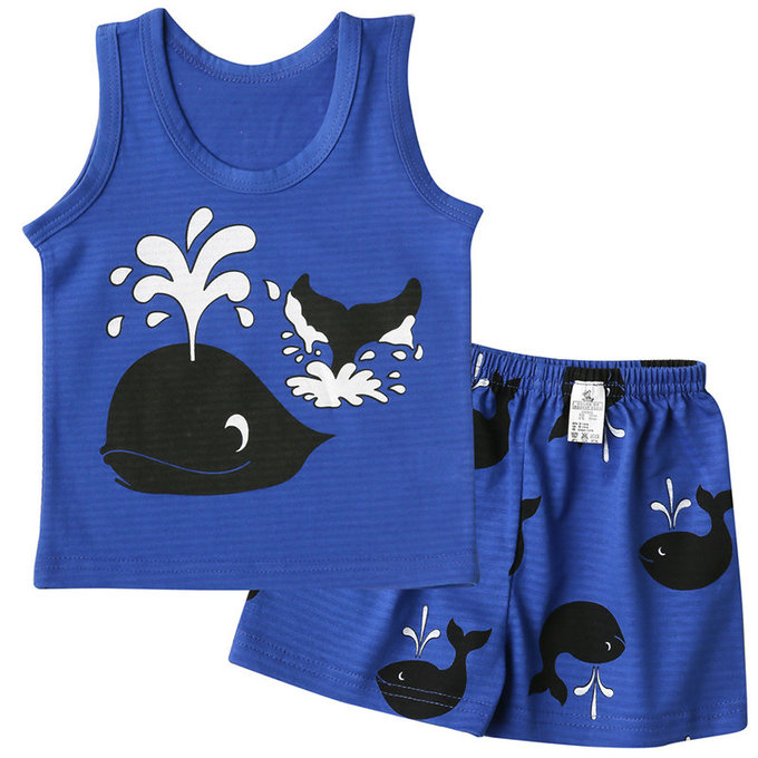 正韓 Puco 超優質嬰幼兒/兒童無袖100% 有機棉家居服/睡衣_鯨魚噴水_PCS21-006