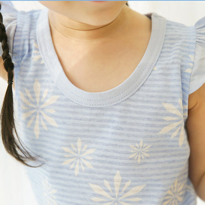 正韓 Puco 超優質嬰幼兒/兒童無袖100% 有機棉家居服/睡衣_粉藍冰晶_PCS21-009