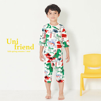 韓國 unifriend 無螢光劑、100%有機純棉、超優質小童居家服/睡衣_彩繪恐龍_UF001-