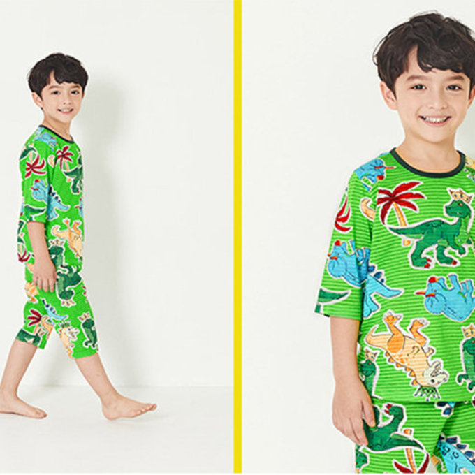 韓國 unifriend 無螢光劑、100%有機純棉、超優質小童居家服/睡衣_恐龍王者_UF002