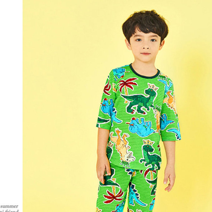 韓國 unifriend 無螢光劑、100%有機純棉、超優質小童居家服/睡衣_恐龍王者_UF002