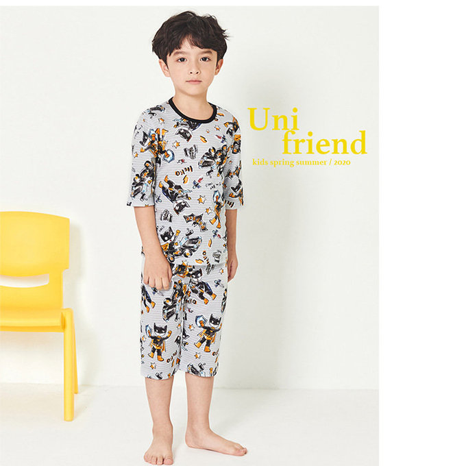 韓國 unifriend 無螢光劑、100%有機純棉、超優質小童居家服/睡衣_蝙蝠男孩_UF005