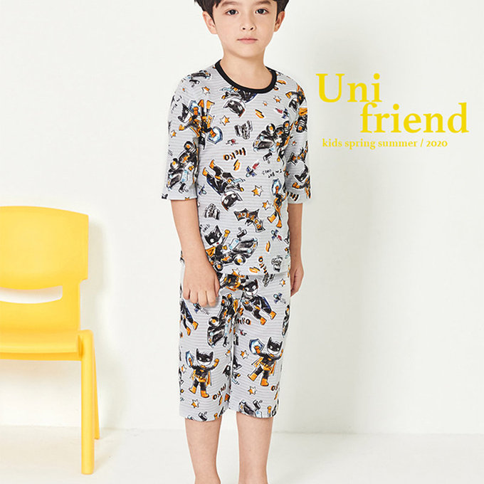 韓國 unifriend 無螢光劑、100%有機純棉、超優質小童居家服/睡衣_蝙蝠男孩_UF005