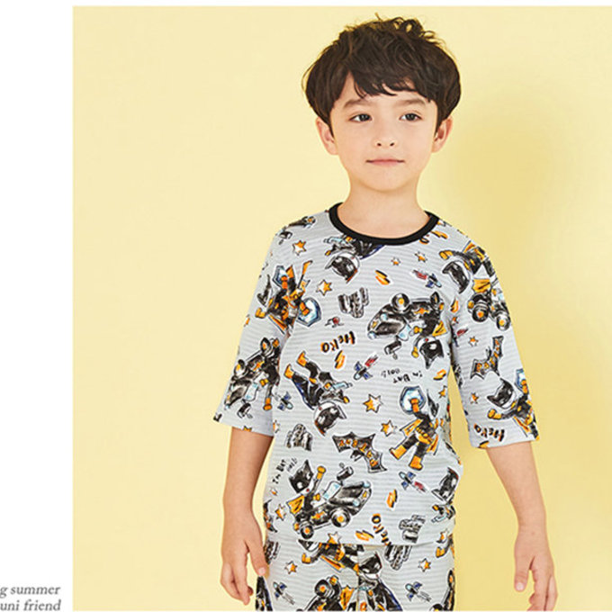 韓國 unifriend 無螢光劑、100%有機純棉、超優質小童居家服/睡衣_蝙蝠男孩_UF005