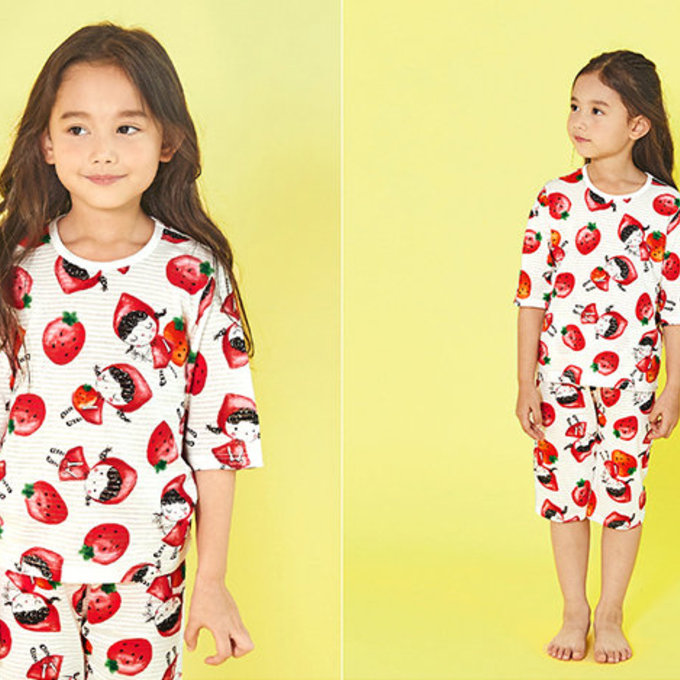韓國 unifriend 無螢光劑、100%有機純棉、超優質小童居家服/睡衣_水果女孩_UF012