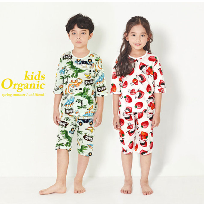 韓國 unifriend 無螢光劑、100%有機純棉、超優質小童居家服/睡衣_水果女孩_UF012