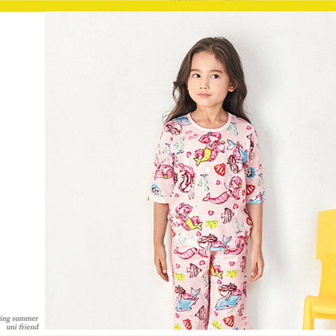 韓國 unifriend 無螢光劑、100%有機純棉、超優質小童居家服/睡衣_小桃子_UF014