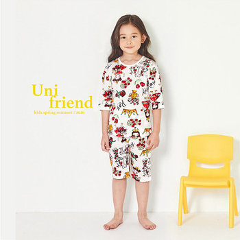 韓國 unifriend 無螢光劑、100%有機純棉、超優質小童居家服/睡衣_玫瑰公主_UF015-