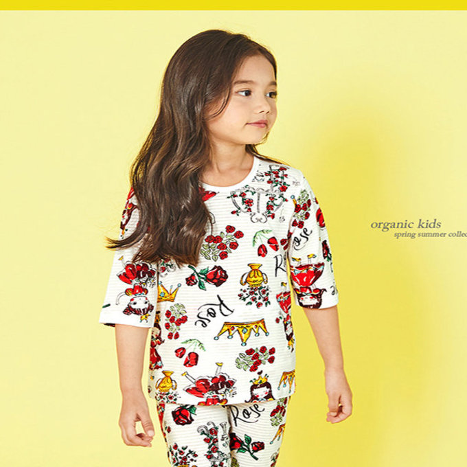 韓國 unifriend 無螢光劑、100%有機純棉、超優質小童居家服/睡衣_玫瑰公主_UF015