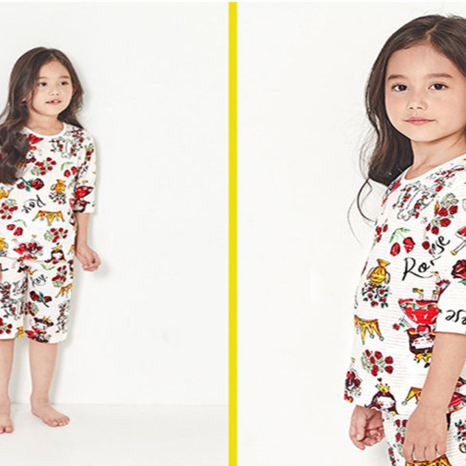 韓國 unifriend 無螢光劑、100%有機純棉、超優質小童居家服/睡衣_玫瑰公主_UF015