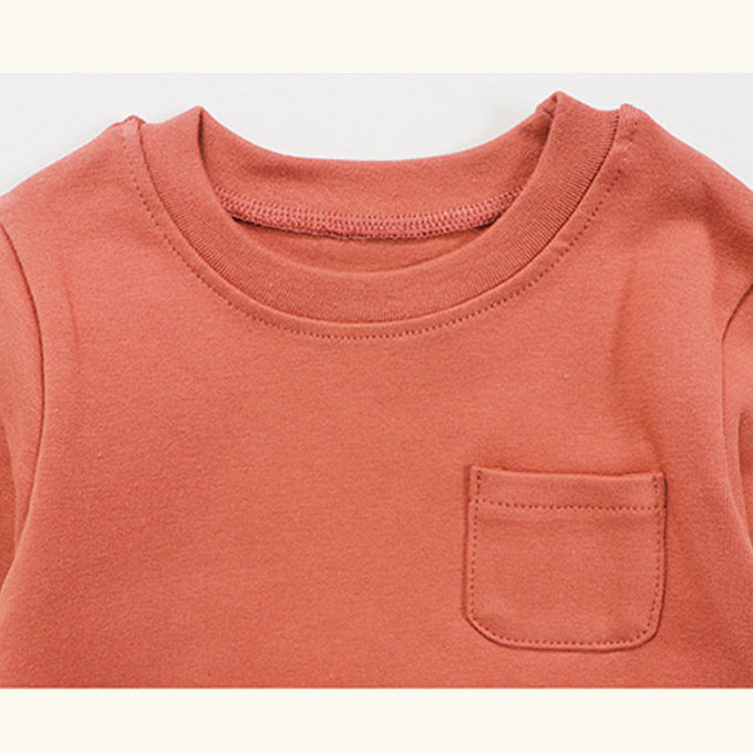 正韓 ttasom 無螢光劑、彈力棉、超優質小童居家服/睡衣_純色磚紅_TT013