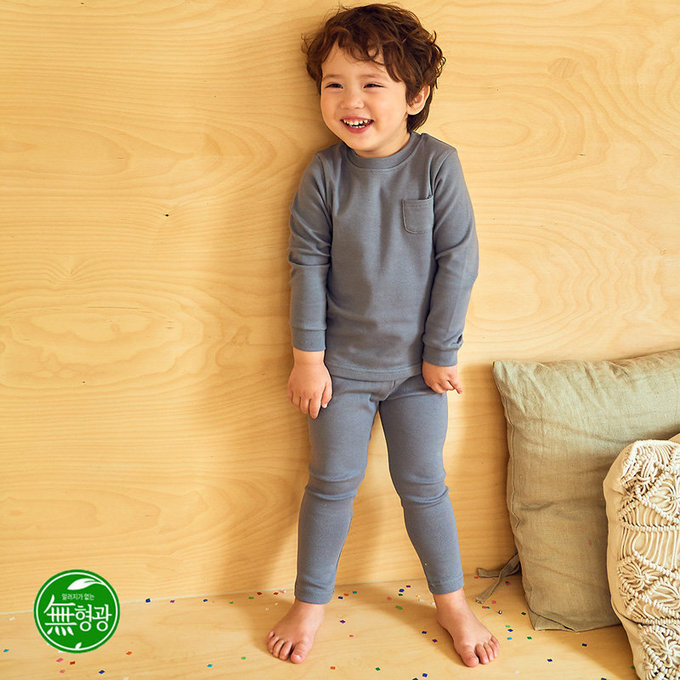 正韓 ttasom 無螢光劑、彈力棉、超優質小童居家服/睡衣_純色灰_TT014