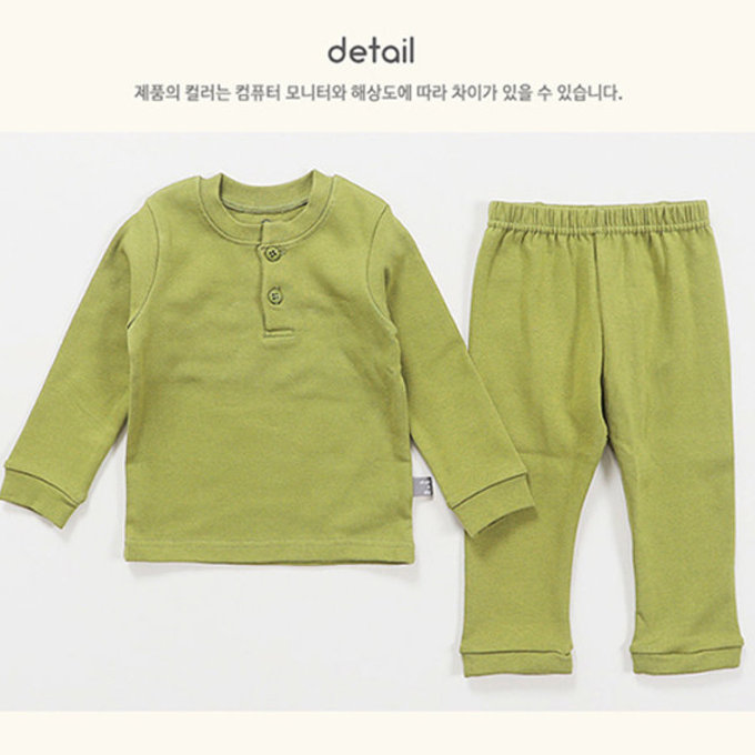 正韓 ttasom 無螢光劑、彈力棉、超優質小童居家服/睡衣_純色草綠_TT016