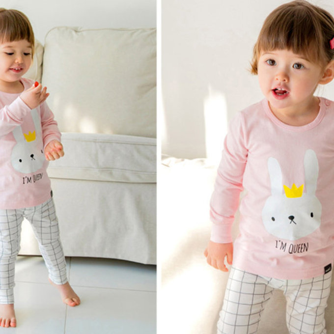 韓國原廠進口 Cordi- I  無螢光劑、100%純棉、30支紗幼童/小童家居服/睡衣_兔子皇后_CI002