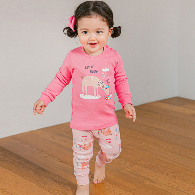 韓國原廠進口 Cordi- I  無螢光劑、100%純棉、30支紗幼童/小童家居服/睡衣_可愛小鹿_CI003