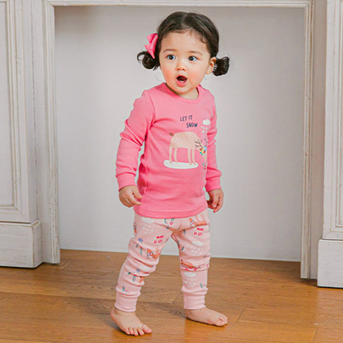 韓國原廠進口 Cordi- I  無螢光劑、100%純棉、30支紗幼童/小童家居服/睡衣_可愛小鹿_CI003