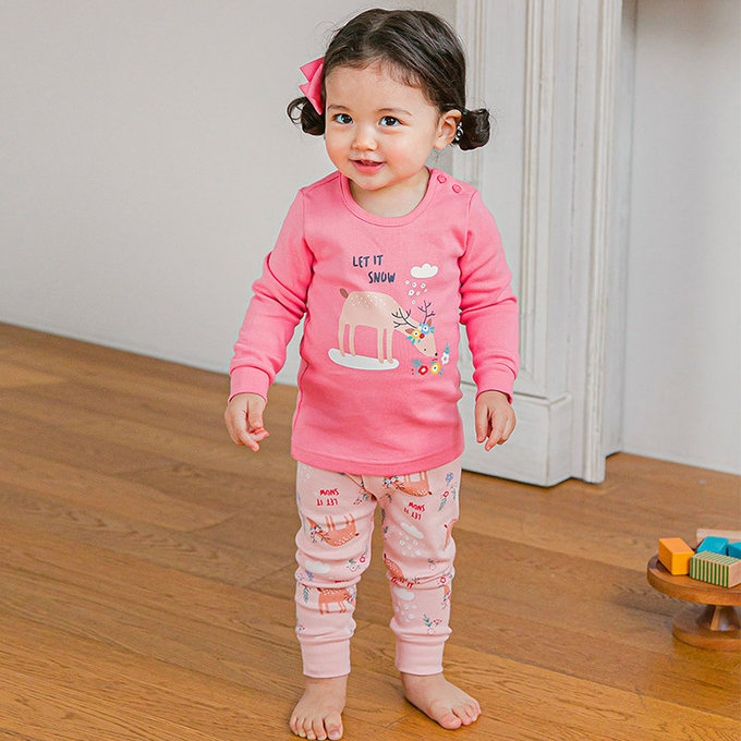 韓國原廠進口 Cordi- I  無螢光劑、100%純棉、30支紗幼童/小童家居服/睡衣_可愛小鹿_CI003