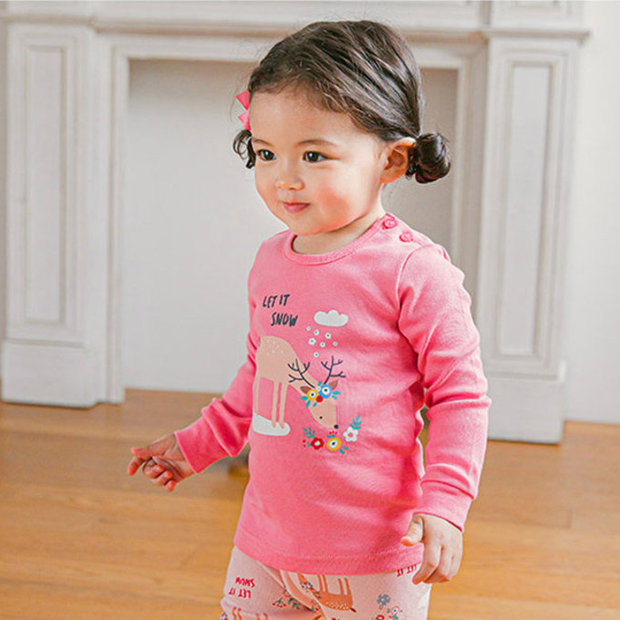 韓國原廠進口 Cordi- I  無螢光劑、100%純棉、30支紗幼童/小童家居服/睡衣_可愛小鹿_CI003