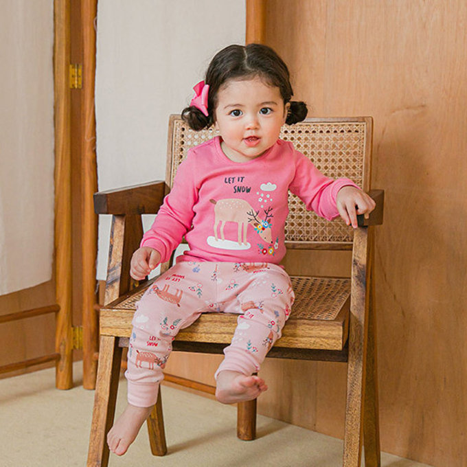 韓國原廠進口 Cordi- I  無螢光劑、100%純棉、30支紗幼童/小童家居服/睡衣_可愛小鹿_CI003