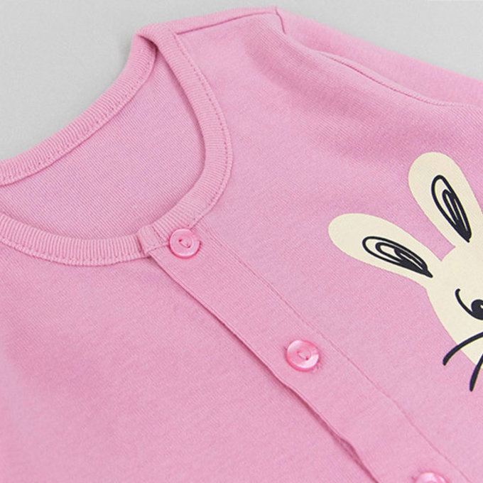 韓國原廠進口 Cordi- I  無螢光劑、100%純棉、30支紗幼童/小童家居服/睡衣_粉色兔子_CI005