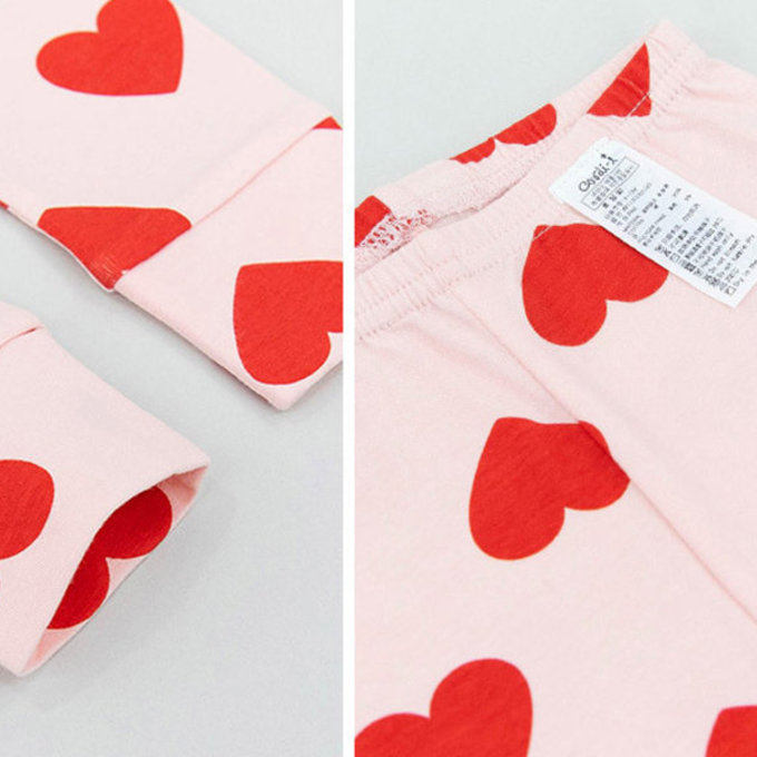 韓國原廠進口 Cordi- I  無螢光劑、100%純棉、30支紗幼童/小童家居服/睡衣_粉色愛心_CI006