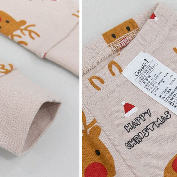 韓國原廠進口 Cordi- I  無螢光劑、100%純棉、30支紗幼童/小童家居服/睡衣_紅鼻麋鹿_CI014