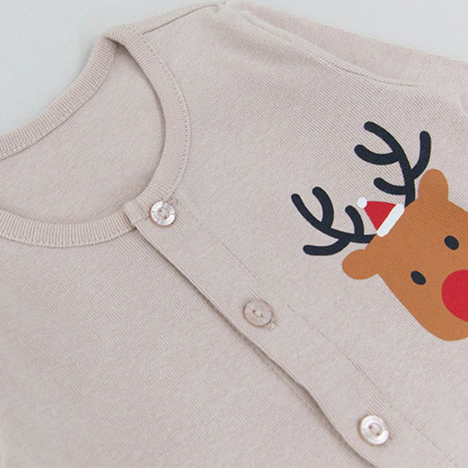 韓國原廠進口 Cordi- I  無螢光劑、100%純棉、30支紗幼童/小童家居服/睡衣_紅鼻麋鹿_CI014