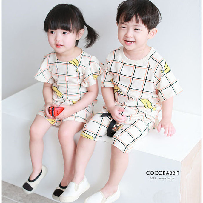 正韓 coco rabbit 100%純棉香蕉格子短褲_cr08