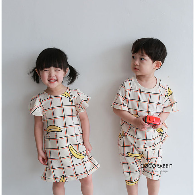 正韓 coco rabbit 100%純棉香蕉格子短褲_cr08