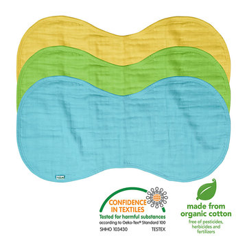 美國green sprouts 小綠芽 四層100%有機棉細紗布拍嗝巾/枕巾3入組_水藍組_GS110100-AS-