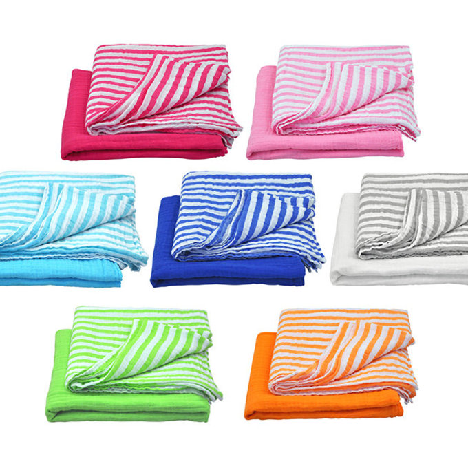 美國 green sprouts 小綠芽 多功能有機棉細紗布浴巾/包巾/小被子/拍嗝巾 2入組_桃紅組_GS334190-1