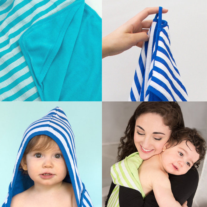 美國 green sprouts 小綠芽 兩層式超吸水有機棉細紗布連帽式浴巾/包巾/小被子_灰_GS336101G