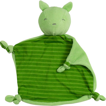美國 green sprouts 寶寶100%有機棉玩偶安撫巾_條紋綠熊_GS201040-3-