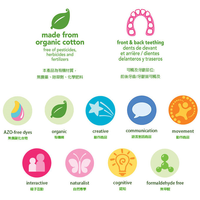 美國 green sprouts 小綠芽寶寶100%有機棉玩偶安撫巾_條紋綠熊_GS201040-3