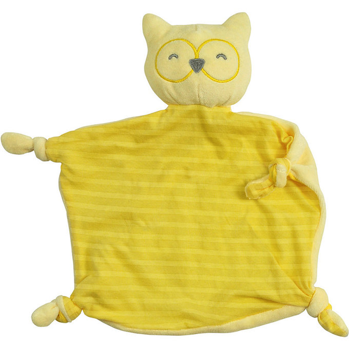 美國 green sprouts 小綠芽寶寶100%有機棉玩偶安撫巾_條紋黃貓頭鷹_GS201040-4