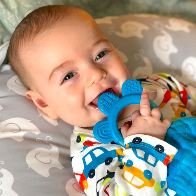 美國 green sprouts 小綠芽 固齒器與100%有機棉細紗布安撫巾 二合一_草綠_GS221040-2